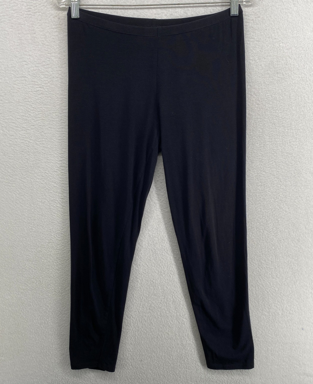 EILEEN FISHER Leggings M Organic Cotton Stretch Jersey Ankle Pull On Black USA
